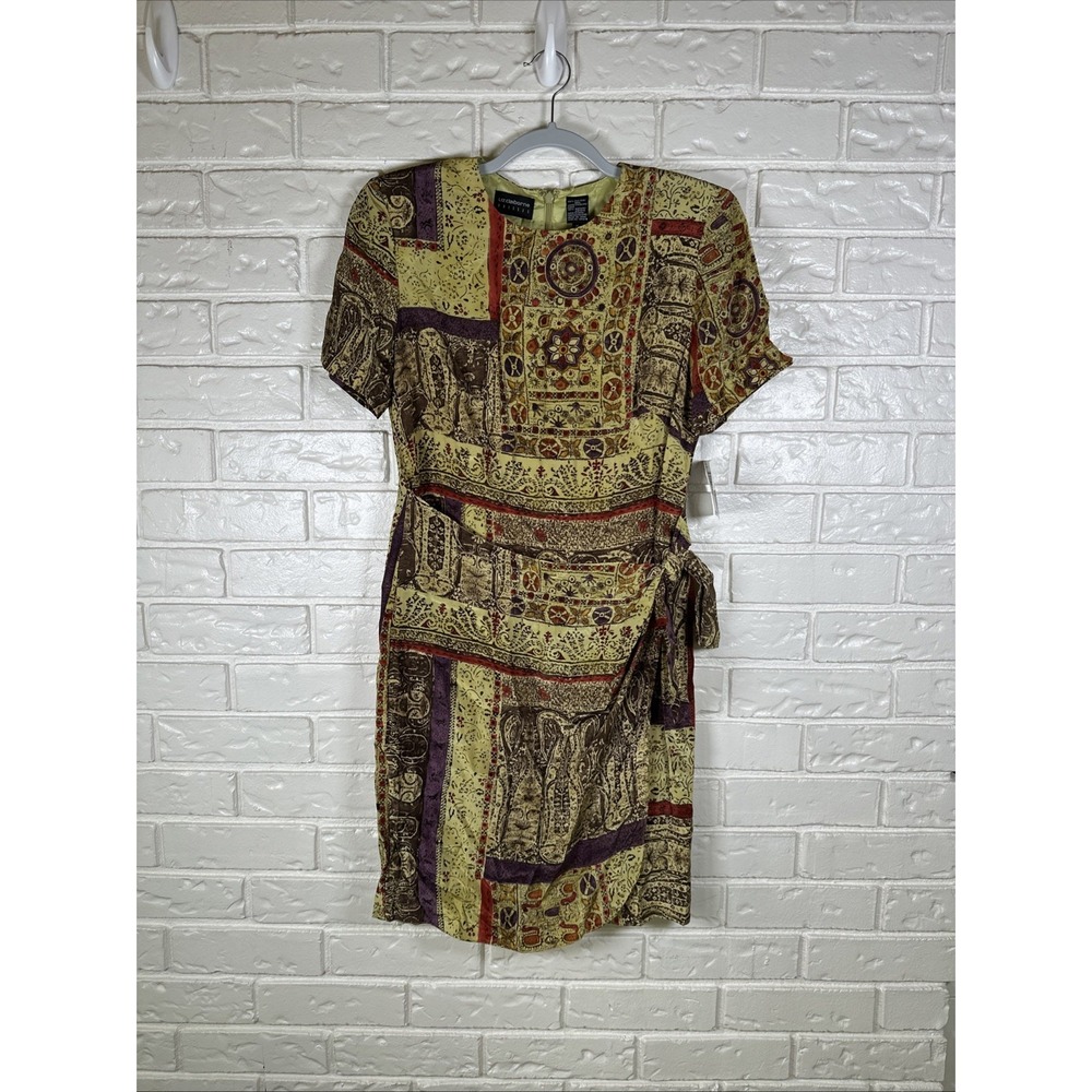 Vintage NWT Liz Claiborne 100% Silk Sarong Wrap Dress‎ Paisley Boho Size 10